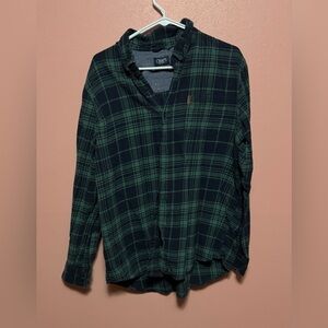 Chaps Blue and Green Plaid Shirt